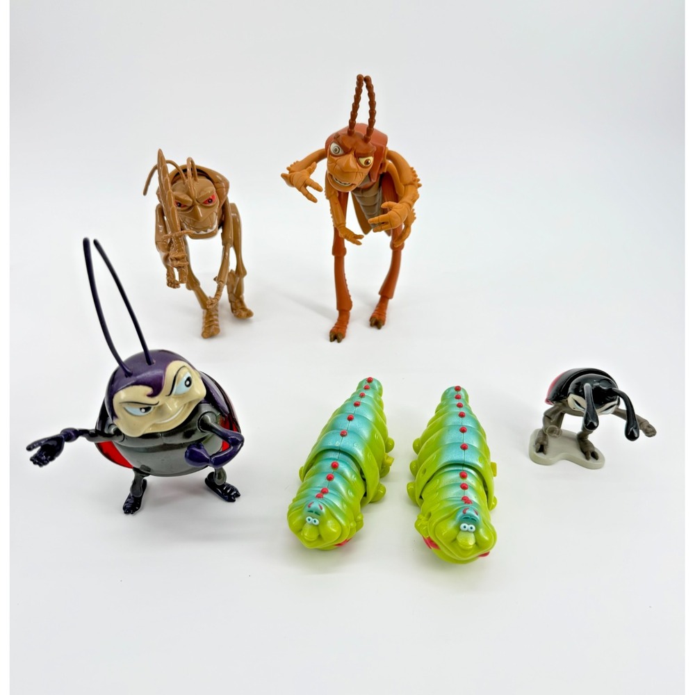 Lot of 5! Vintage 1990's Bugs Life Disney Figures - Hopper, Ladybug, Heimlich ..